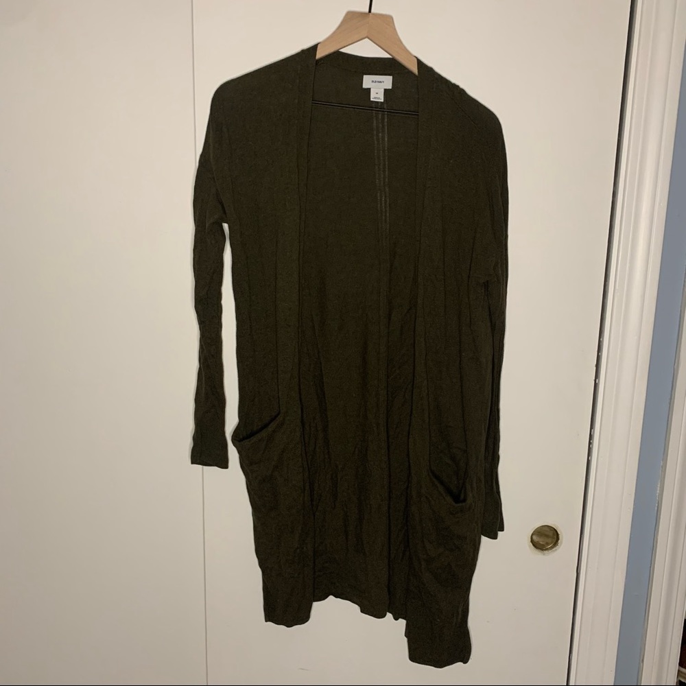 Old Navy olive green long open cardigan